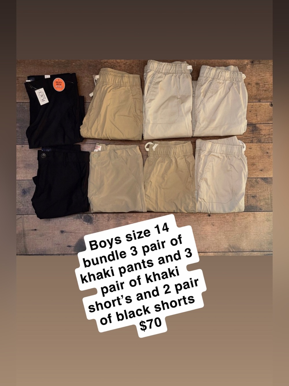 The Children's Place Khaki and Black Boys' Shorts Bundle